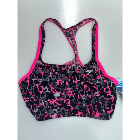 Speedo Endurance Lite Women’s Racerback Sports Bra Crop Top Sz 10 Multicolor NWT - Picture 1 of 5